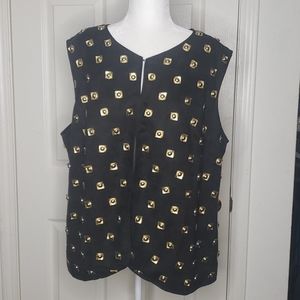 Loulou de la Falaise Black Suede Gold Pop Vest 2X